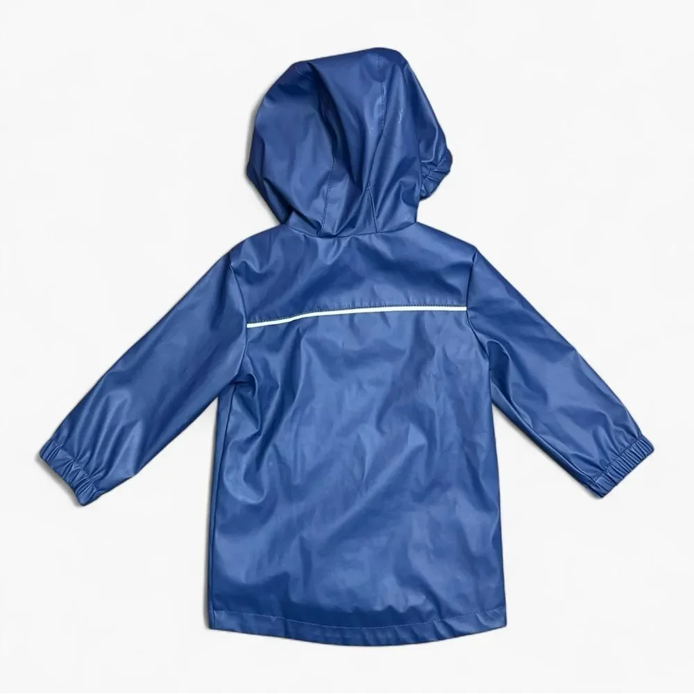 Cat & Jack Toddler Lined Rain Jacket Blue Hooded Waterproof Coat 18M Unisex